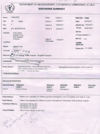 Medical report after Divine Paath